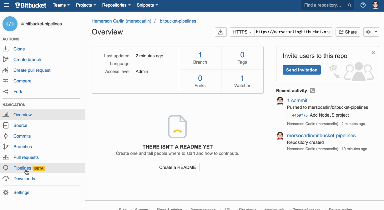 Activating Bitbucket Pipelines in your repository Activating Bitbucket Pipelines in your repository